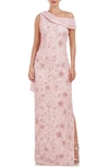 JS COLLECTIONS ELODIE FLORAL ONE-SHOULDER COTTON BLEND GOWN