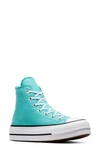 Converse Blue Chuck Taylor All Star Lift Platform Stars Sneakers In Ocean Drip/white/bla
