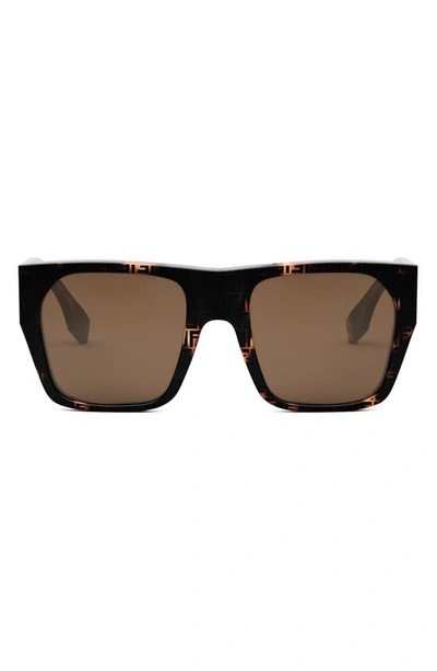 Fendi Baguette Acetate Round Sunglasses In Dark Havana Brown