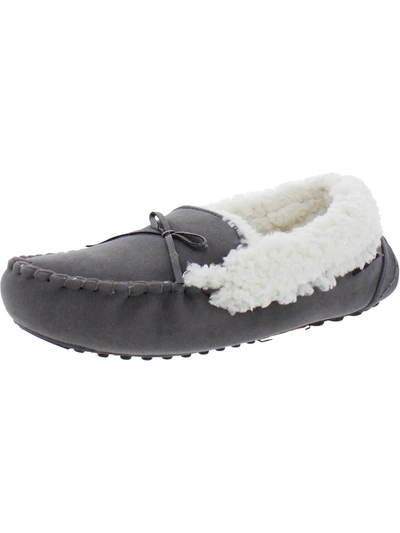 Muk Luks Jaylah Womens Faux Suede Slip On Moccasin Slippers In Grey