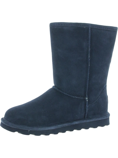 Bearpaw Elle Short Womens Suede Water Resistant Shearling Boots In Blue