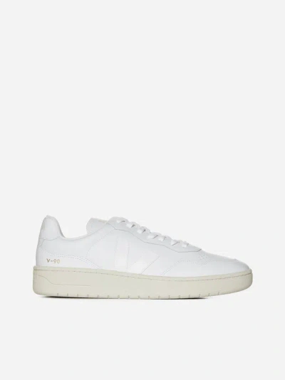 Veja V-90 Leather Trainers In White