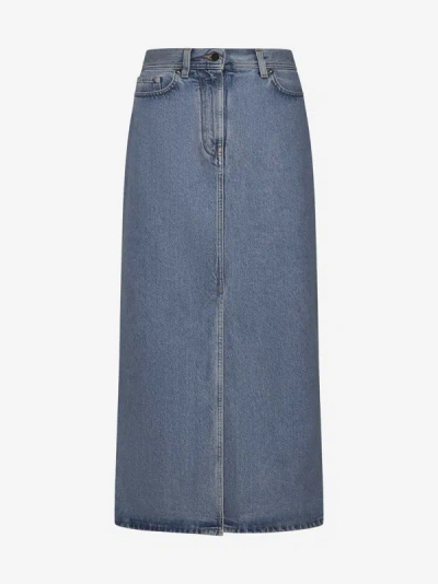 Loulou Studio Skirt In Washed Light Blue