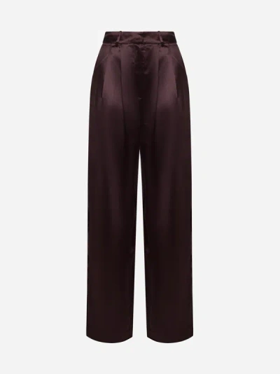 Loulou Studio Vione Silk Blend Trousers In Midnight Bordeaux