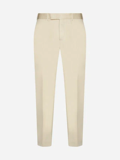 Pt Torino Rebel Cotton And Linen Trousers In Cream