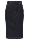 Dolce & Gabbana Navy Stretch Five Pocket Pencil Denim Midi Skirt