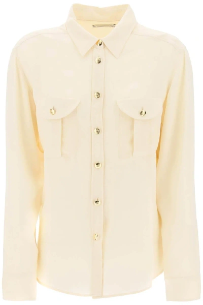 Blazé Milano Faverolles Jacquard Crepe Shirt In White,neutro