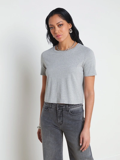 L Agence Donna Cotton Cropped Tee In Heather Grey