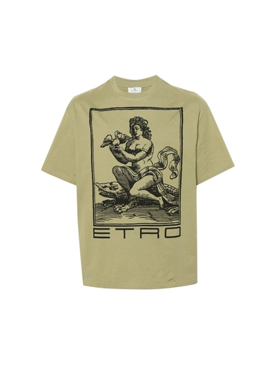 Etro T-shirt With Graphic Print In Verde