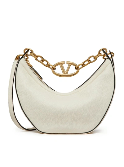 Valentino Garavani Small Hobo Vlogo Gate Vit.st.alce/l.gold Chain Logo In White