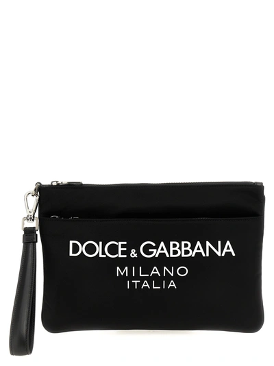 Dolce & Gabbana Logo-appliqué Clutch Bag In Blue