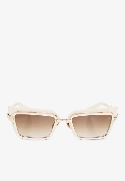 Balmain Admirable Rectangular-framed Sunglasses In Brown