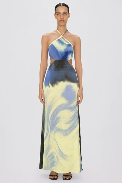 Jonathan Simkhai Julius Dress In Marina Blue Print