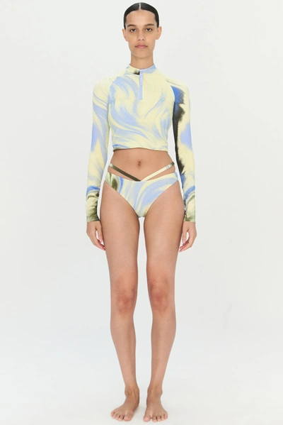 Jonathan Simkhai Marlo Rashguard In Marina Blue Print