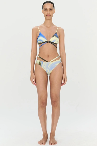 Jonathan Simkhai Harlen Bikini Top In Marina Blue Print