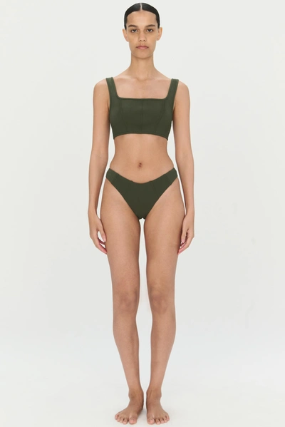 Jonathan Simkhai Zeke Bikini Top In Army