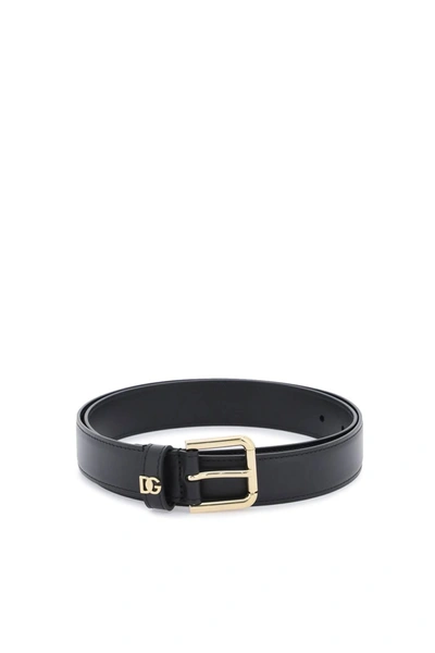 Dolce & Gabbana Dg Logo Leather Belt Women In Black