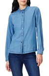 NIC + ZOE RUFFLE NECK DENIM SHIRT