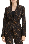 Theory Staple Tortoise-print Slim Crepe Blazer In Brown