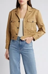 Frame Cropped Utility Jacket In Khaki Tan