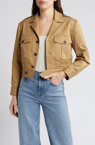 Frame Cropped Utility Jacket In Khaki Tan