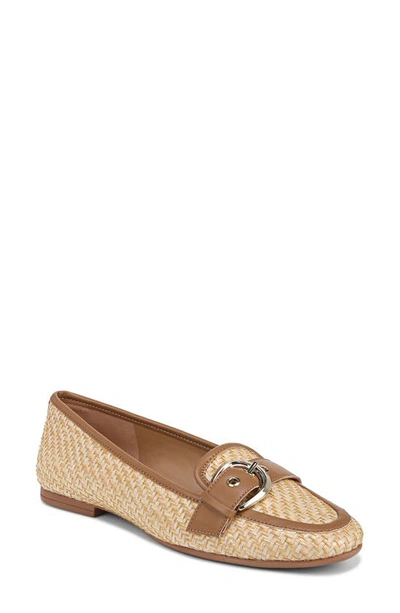 Naturalizer Lola 2 Slip-on Buckle Flats In Warm Tan Woven Straw