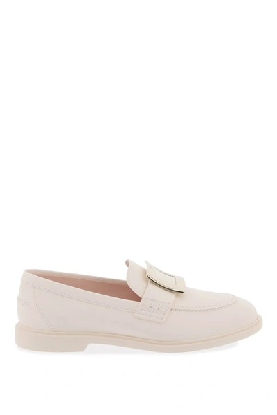 Roger Vivier Leather Viv' Rangers Loafers Women In White