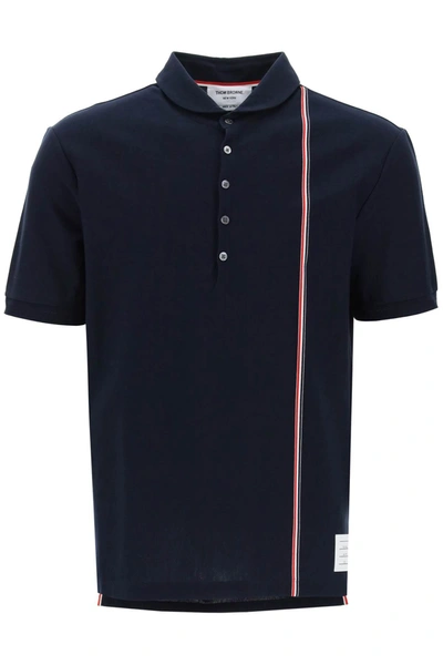 THOM BROWNE THOM BROWNE POLO SHIRT WITH TRICOLOR INTARSIA MEN
