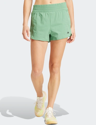 Adidas Originals Adidas Pacer Stretch-woven Zipper Pocket Lux Shorts In Green