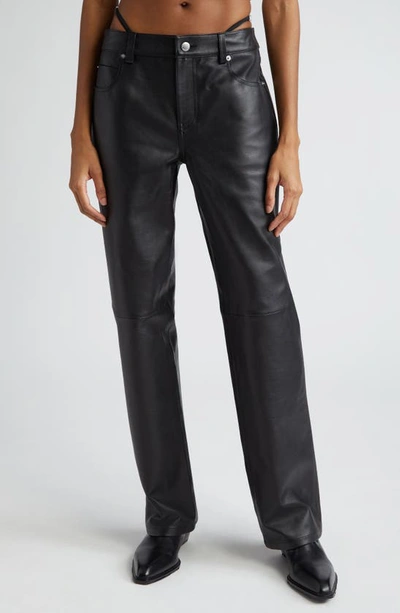 Alexander Wang Low Rise Leather Jeans In Black