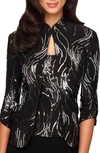 Alex Evenings Petite 2-pc. Sequined Twinset In Black Silver