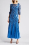 PISARRO NIGHTS BEADED ILLUSION NECK GOWN