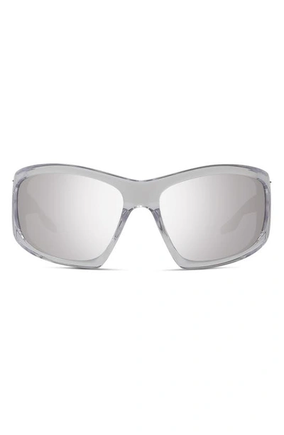 Givenchy Giv Cut Acetate Wrap Sunglasses In Crystal Smoke Mir