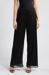 ALEX EVENINGS ALEX EVENINGS LAYERED METALLIC MESH WIDE LEG PANTS