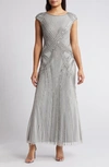 PISARRO NIGHTS EMBELLISHED CAP SLEEVE GOWN