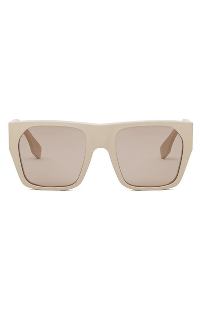 Fendi Baguette Acetate Round Sunglasses In Beige Light Taupe