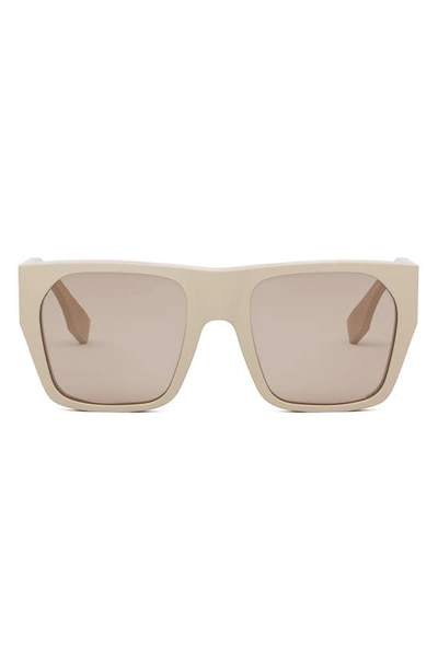 Fendi Baguette Acetate Round Sunglasses In Beige