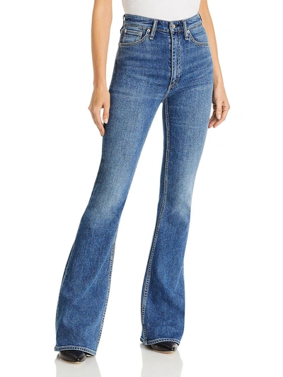 Rag & Bone Casey Womens High Rise Stretch Flare Jeans In Blue