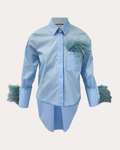 Hellessy Women's Anatole Feathered Poplin Shirt In Blue