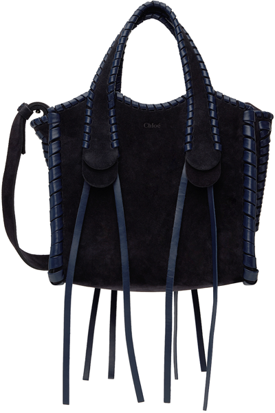 Chloé Small Mony Tote Bag Blue Size Onesize 100% Calf-skin Leather In Midnight Blue