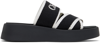 Chloé Mila Crossover-strap Slides In 90k White - Black 1