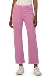 Kut From The Kloth Kelsey Fab Ab Frayed High Waist Ankle Flare Jeans In Lavender