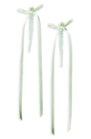 Simone Rocha Green Bow Ribbon Drip Earrings In Mint/ Mint