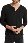 John Varvatos Waffle Stitch Long Sleeve Henley In Black