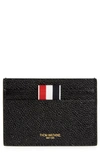 THOM BROWNE GRAINED LEATHER & CANVAS CARD HOLDER