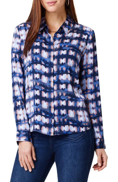 Nic + Zoe Shibori Glow Button-up Shirt In Indigo Multi