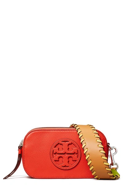 Tory Burch Mini Miller Leather Crossbody Bag In Poppy Red
