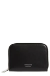 Ferragamo Classic Leather Zip Card Holder In Nero