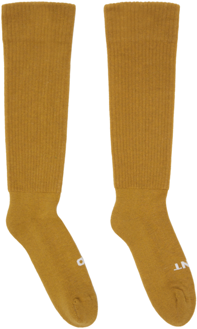 Rick Owens Drkshdw Yellow 'so Cunt' Socks In 4211 Mustard /milk