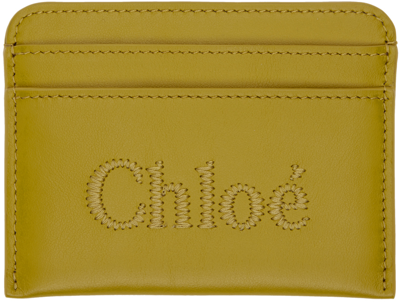 Chloé Khaki Sense Card Holder In 36l Amber Green